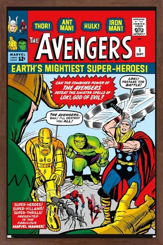 Vista 10 de Trends International Marvel Comics Avengers #1 - Póster de pared, 22.4 pulgadas de largo x 14.7 pulgadas, versión enmarcada en madera de granero