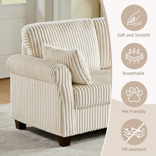 Vista 5 de Sofá modular modular en forma de V de 90.6 pulgadas con otomana de almacenamiento, sofá esquinero de pana de 6 asientos con asiento profundo