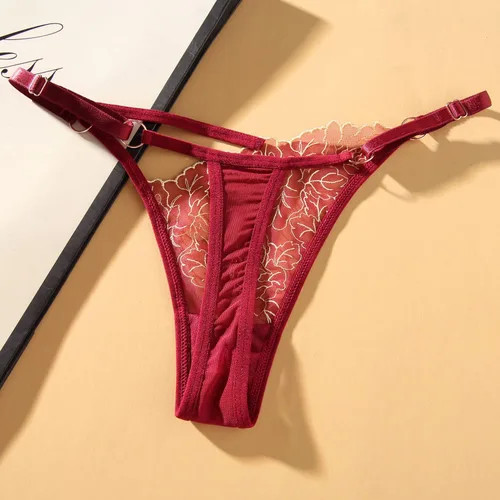 Vista 5 de SLITHICE Bragas sexy de malla bordada floral para mujer, con talla ajustable