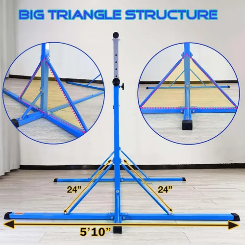 Vista 4 de Gymnastics Bar, 5'10” Base length 45" to 71" Adjustable Horizontal Bar for Serious Training, 500 LBS Capacity, Professional Home Gym Equipment with