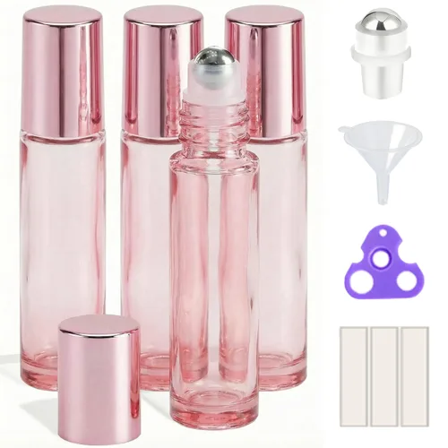 Vista 34 de PrettyCare 6 piezas, botellas roll-on de 10 ml para aceites esenciales con bola de rodillo de acero inoxidable - Botellas rellenables a prueba