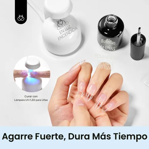 Vista 3 de Beetles - Juego de 3 capas de capa superior, gel base y pegamento de uñas 9 en 1, 0.5 onzas líquidas Capa base que no se limpia con efecto