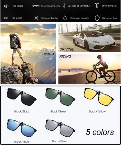 Vista 7 de Gafas de sol polarizadas con clip antirreflejos, protección UV, gafas de sol para conducir sobre gafas graduadas