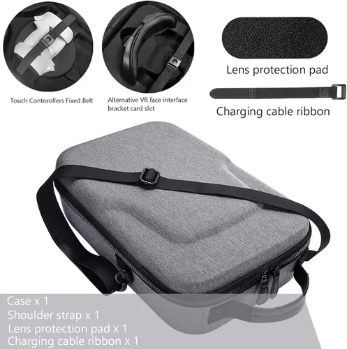 Vista 2 de Funda para Oculus Quest 2 Bolsa de viaje rígida para Oculus Quest 2 Bolsa de almacenamiento impermeable para Oculus Quest 2 con correa Elite
