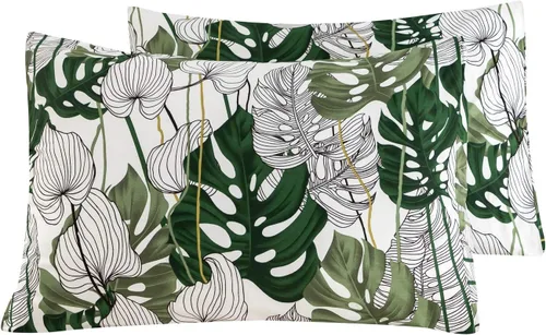 Vista 10 de YuHeGuoJi Juego de 2 fundas de almohada florales negras, tamaño Queen, 100% algodón, diseño de flores grises, cierre de sobre, fundas de almohada