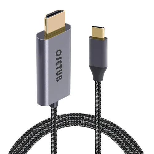 Vista 8 de Cable USB C a HDMI 4K, adaptador de cable USB tipo C a HDMI de 4.9 pies, cable trenzado de alta velocidad compatible con iPhone 15 Pro/Max, MacBook