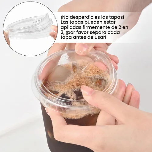 Vista 8 de Tazas de café de plástico transparente de 16 onzas con tapas para sorber, 25