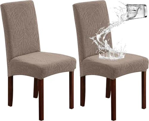 Vista 37 de Genina Juego de 4 fundas 100 % impermeables para sillas de comedor grandes, fundas protectoras elásticas para sillas Parson para el hogar