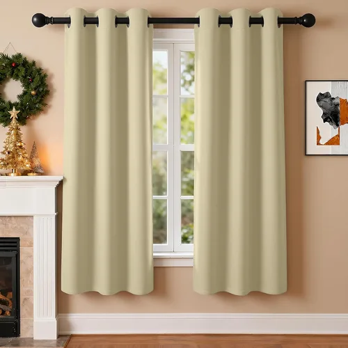 Vista 32 de Cortinas de oscurecimiento de habitación de 45 pulgadas de largo para dormitorio y sala de estar, cortinas térmicas aislantes con ojales