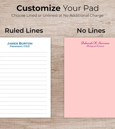 Vista 2 de Bloc de notas de color blanco impreso personalizado de 3.9 x 5.1 in. Colorido bloc de notas personalizado con el nombre de tu empresa, líneas