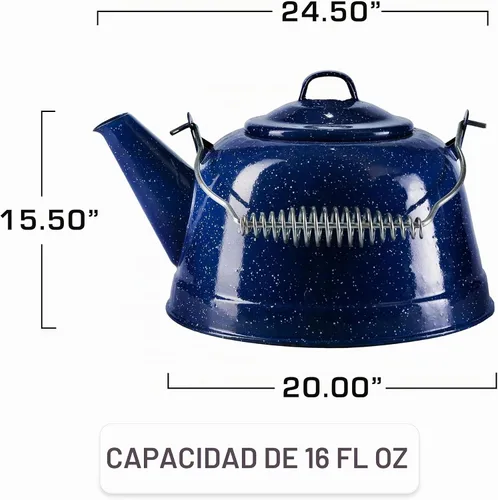 Vista 3 de COLETTI Estufa clásica de té para acampar, hervidor de viaje, tetera compacta para estufa, revestimiento de esmalte importado alemán resistente a