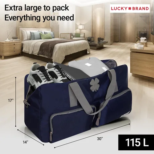 Vista 5 de Lucky Brand Bolso de fin de semana plegable para adultos con correa de hombro ajustable para adultos unisex, marino, Deportes