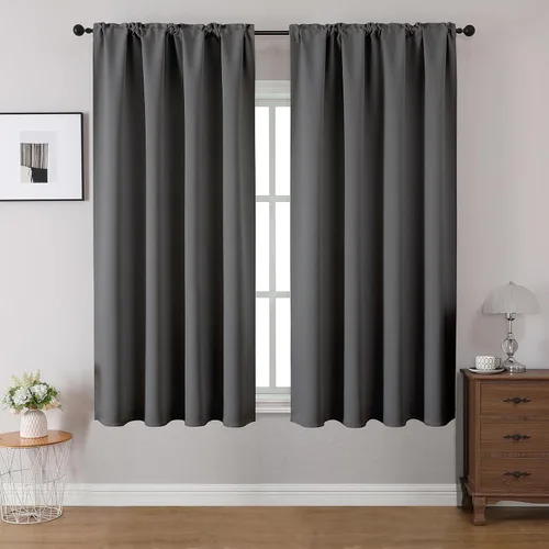 Vista 15 de CUCRAF Cortinas opacas de 45 pulgadas de largo, juego de 2 paneles para dormitorio, bolsillo para cortinero, cortinas de oscurecimiento