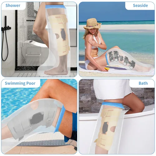 Vista 6 de Funda impermeable extra ancha para ducha, adulto, reutilizable Extra Large Leg Cast Protector for Shower, Covers Full Leg, Knee, Ankle & Foot, for