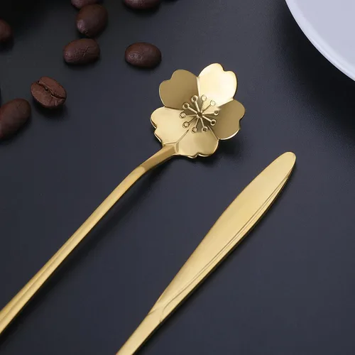 Vista 6 de NMQLX Juego de cucharas de postre, 6-16 cucharas de acero inoxidable con forma de flor de 7 pulgadas, cuchara de frutas para helado para el hogar
