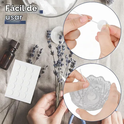 Vista 4 de 200 calcomanías para mecha de vela, se adhieren de forma estable en cera caliente, adhesivo de doble cara para hacer velas, calcomanías de doble