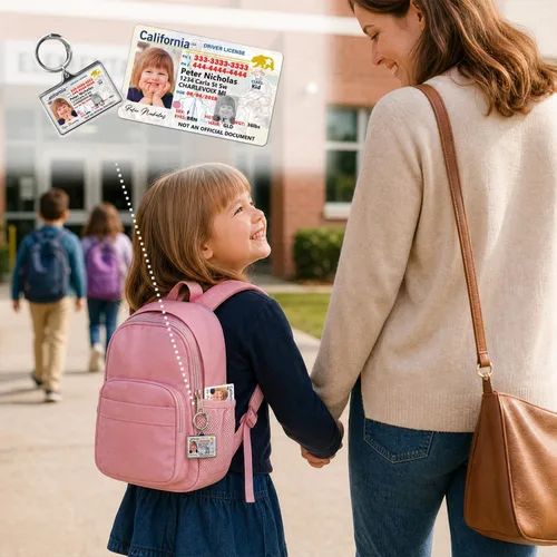 Vista 4 de Tarjeta de identificación de seguridad infantil para niños, licencia de conducir novedosa para niños menores de 12 años Insignias