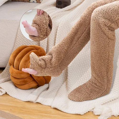 Vista 3 de Hrtesus Calcetines largos con piernas de peluche para mujer, calcetines largos de felpa, calcetines largos de felpa, calcetines largos de felpa