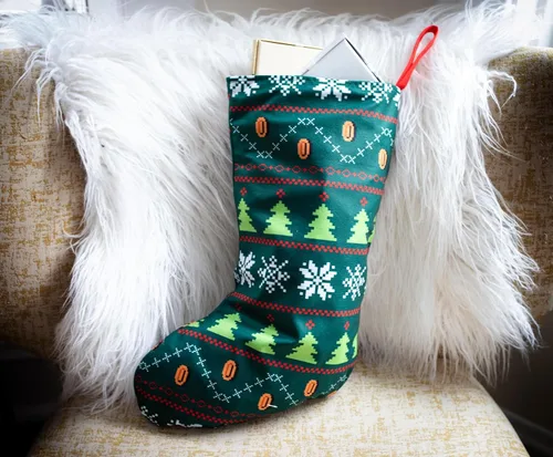 Vista 5 de Nintendo Super Mario Bros. Calcetines navideños bordados retro