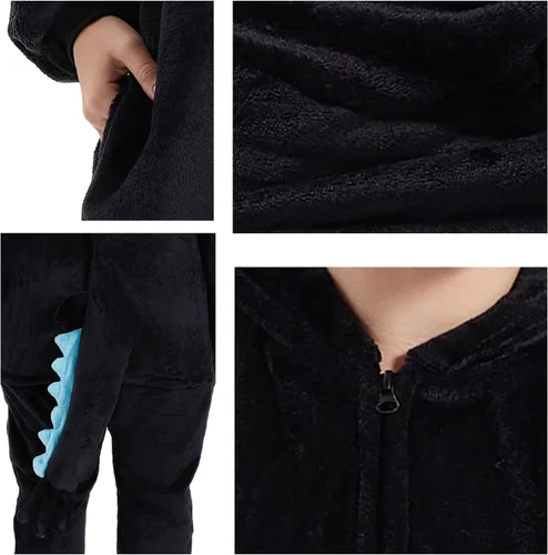 Vista 4 de U-ParBoo Pijama mameluco para adultos de franela con dibujos animados de animales para cosplay de Halloween