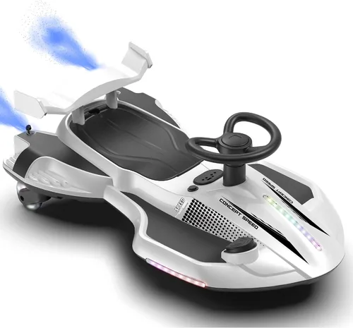 Vista 9 de Coche eléctrico Wiggle de 12V, 360° Drift & Mist Spray Ride en Morado