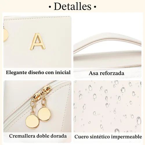 Vista 5 de Regalos de cumpleaños para mujeres y adolescentes, juego de bolsas organizadoras de maquillaje con iniciales personalizadas, bolsa de cosméticos