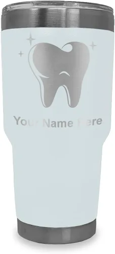 Vista 9 de LaserGram Vaso aislado al vacío de 20 onzas, con diente, grabado personalizado incluido (negro)