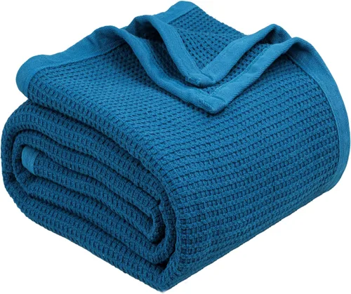 Vista 17 de Cobija TreeWool liviana de algodón, de cuidado fácil, suave, cómoda y cálida (king size, 90 x 108 pulgadas, tejido reticular)