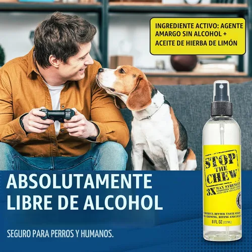 Vista 6 de Spray profesional anti mascadas para perros y cachorros, sin alcohol, disipador amargo más poderoso, 8 onzas
