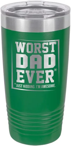 Vista 13 de El peor papá nunca negro vaso de bebida de 20 oz con popote Taza de viaje grabada con láser Comparar con Yeti Rambler Idea de regalo papá
