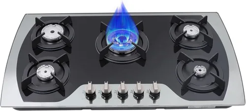 Vista 8 de Placa de cocina de gas de 4 quemadores, placa de gas de acero inoxidable empotrada de 23 pulgadas para gas natural con kit de conversión