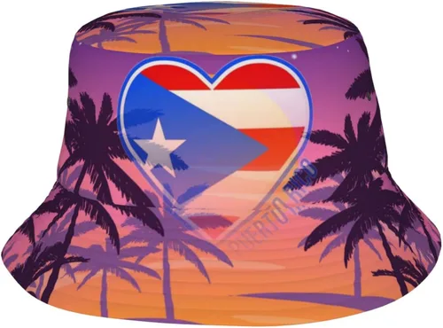 Vista 12 de Sombrero de pescador de Puerto Rico para el sol, sombrero de playa, divertido gorro de pescador, para exteriores, para hombres y mujeres, talla única