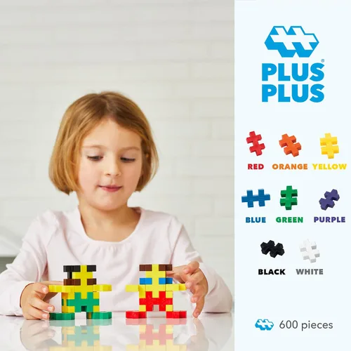 Vista 3 de PLUS PLUS Big - Juego de 600 piezas en bañera de almacenamiento, bloques de construcción de rompecabezas grandes entrelazados, juguetes de tallo