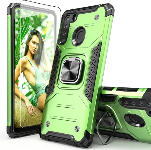 Vista 15 de Funda para Galaxy A15 con protector de pantalla negro para hombres y niños, cubierta híbrida de prueba de caídas con soporte para tarjeta de montaje