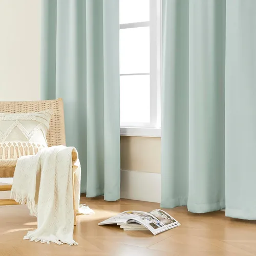 Vista 5 de SHINELAND Cortinas opacas cortas para ventanas de dormitorio, cortinas de baño, 45 pulgadas de largo