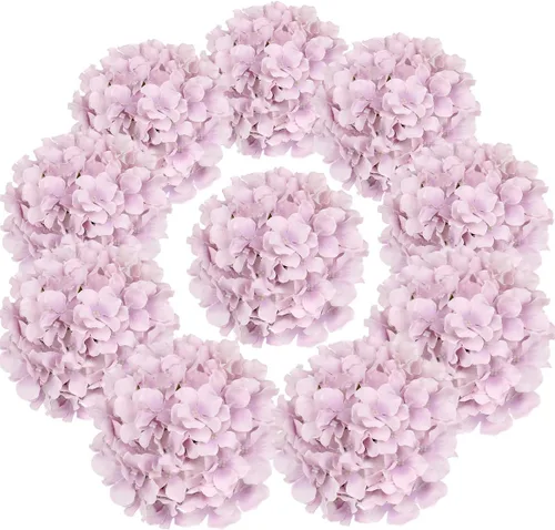 Vista 15 de Cabezales artificiales de hortensias de seda para decoración de bodas caseras, 10