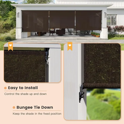 Vista 3 de VICLLAX - Persiana enrollable sin cable para exteriores con diseño de empalme de 4'×6', persiana enrollable para exteriores, para porche, patio