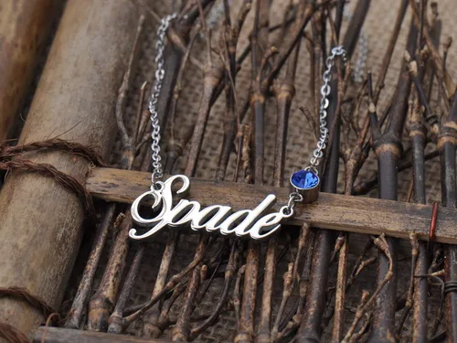 Vista 4 de LikeFun Collar personalizado con mi nombre con piedra natal para regalos de joyería