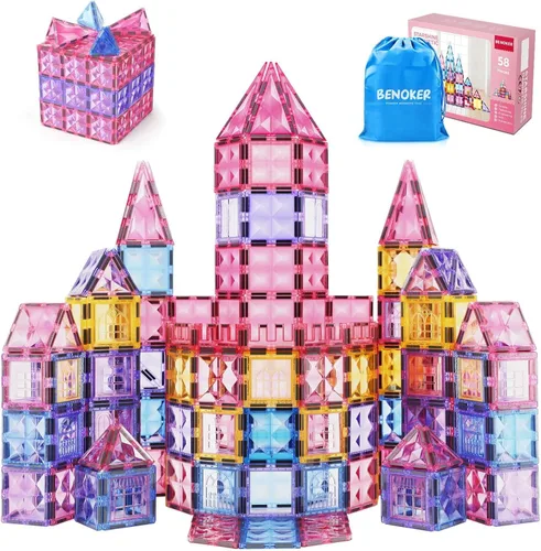 Vista 10 de BENOKER - 102 piezas de baldosas magnéticas para construir un castillo de hielo, bloques de construcción 3D STEM educativos