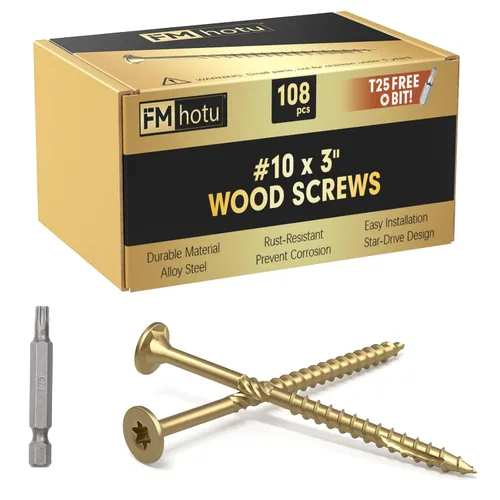 Vista 21 de #10 x 2-1/2" Tornillos para Terraza, 108 Piezas Tornillos para Madera con Cabeza Estrella, Tornillos para Madera Resistentes al Óxido para Negro