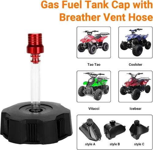 Vista 4 de Tapa de tanque de combustible FVRITO para Tao Tao Coolster 125cc 110cc ATV Quad 4 Wheeler 90cc 70cc 50cc NST Kazuma Roketa Sunl Baja con tubo