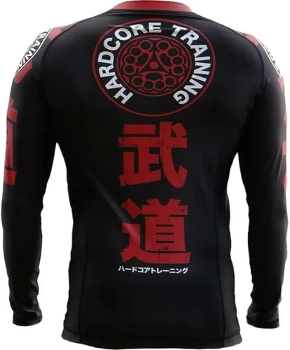 Vista 2 de Hardcore Training Camiseta de compresión para hombre, manga larga, Jiu Jitsu, MMA No-Gi, BJJ apretada, capa base de combate