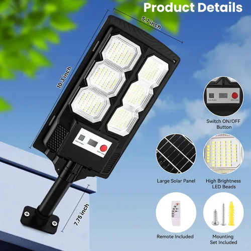 Vista 6 de Solar Street Lights Outdoor 6-Pack, 11” LED Solar Flood Lights with Motion Sensor, Waterproof Dusk to Dawn Outdoor Lighting, Solar-Powered Light for
