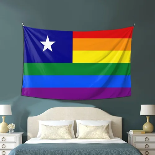Vista 4 de LIFANGMI Bonnie Blue Pride Rainbow LGBT Flag Tapestry Wall Hanging 60x40 Inch Bedroom Living Room Dormitory Home Decoration Wall Tapestry