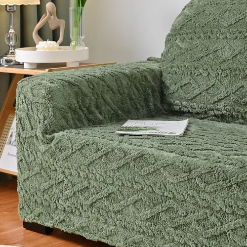 Vista 4 de vctops Funda elástica de jacquard geométrico de 4 plazas, 1 pieza con parte inferior elástica, suave y mullida, protector de muebles para niños