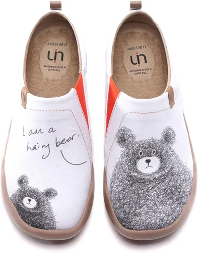 Vista 6 de UIN - Tenis informales tipo mocasines para mujer, de punto, pintados, suaves y cómodos para caminar
