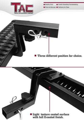 Vista 5 de TAC Escalón de Enganche Compatible con Receptor Trasero de 2 Pulgadas, 18.5 cm de Ancho con 15.2 cm de Caída, Protector de Parachoques Universal