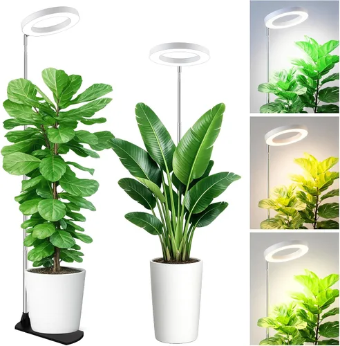 Vista 20 de LBW Luces de cultivo para plantas de interior, luz de espectro completo de 6.3 pulgadas con base, lámpara de cultivo ajustable de altura de 59