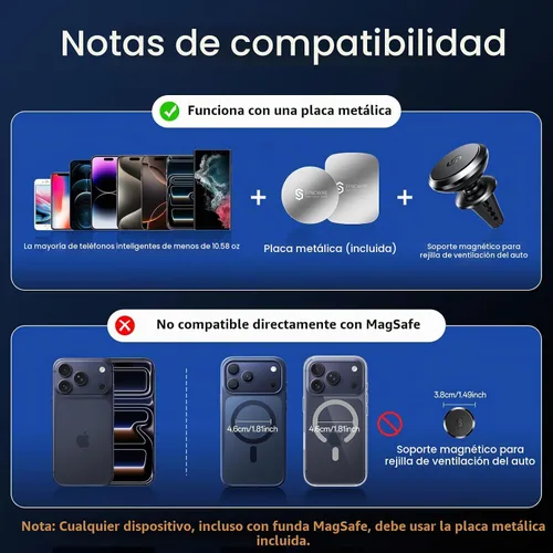 Vista 6 de SYNCWIRE Soporte magnético para teléfono para automóvil, giratorio de 360°, imanes súper fuertes, ventilación de aire, soporte para teléfono celular