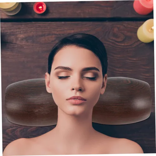 Vista 4 de Almohada ergonómica de madera para soporte de espalda, almohada de sala de sauna, almohada de madera tipo U para dolor de cuello y lumbar